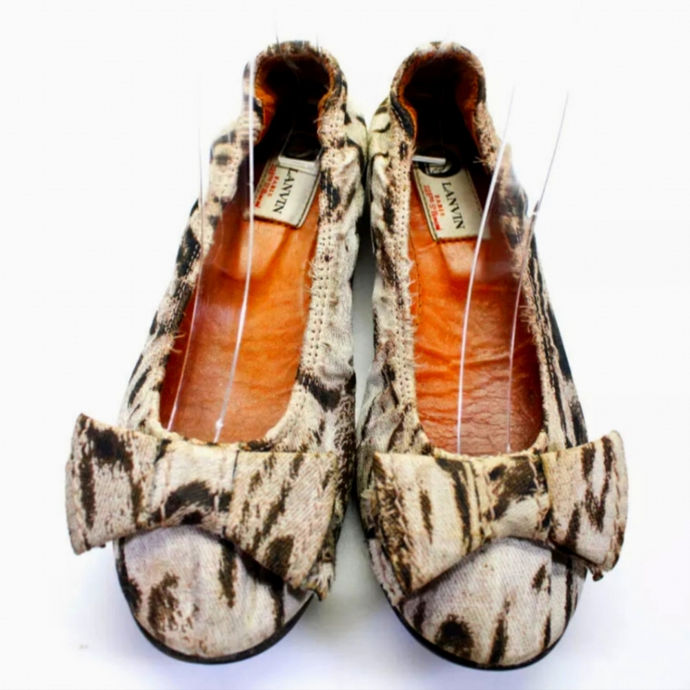 Lanvin gently worn brown and tan ballet flats